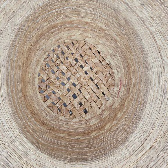 VTG fine woven ladies straw hat vented crown fabric floral trim - Picture 7 of 10